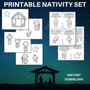 Attività per bambini sul presepe, scena dell'asilo nido, presepe stampabile, biglietti delle Scritture dell'Avvento, artigianato scolastico domenicale, Bibbia di Natale di Gesù, Natale della Natività