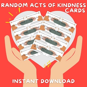 Tat der Freundlichkeit Karten, RAOK, Druckbare, kleine Akte, Zufällige Taten der Kindness Karten, Pay It Delphin, Dankbarkeitskarten Set, Affirmationsnotizen