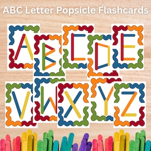 Conjunto de actividades del alfabeto de Craft Sticks, actividad de palitos de paleta, reconocimiento de letras, tarjetas didácticas del alfabeto, práctica de escritura a mano, habilidades motoras finas