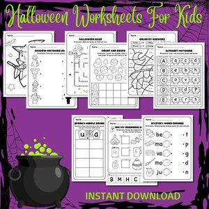 Équations mathématiques de bonbons, activités du 31 octobre, feuilles de travail d’Halloween effrayantes, correspondance d’ombres, imprimable préscolaire d’Halloween, activités d’Halloween