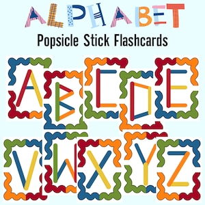 Conjunto de actividades del alfabeto de Craft Sticks, actividad de palitos de paleta, reconocimiento de letras, tarjetas didácticas del alfabeto, práctica de escritura a mano, habilidades motoras finas