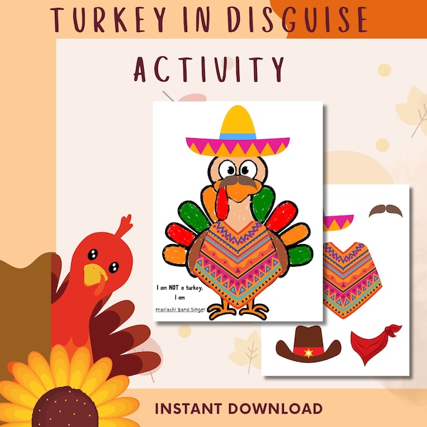 Turkey Disguise Craft, Disguise A Turkey, Printable Paper Doll Clothes,Fall Classroom Craft,Thankful Turkey Craft,Thanksgiving Kids Activity