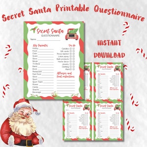 Fragebogen zum Thema Weihnachtsmann, Weihnachtsgeschenk-Austausch-Formular, Büro-Party-Geschenk, Weihnachtswunschliste, Lieblingssachen, Arbeit Wichteln