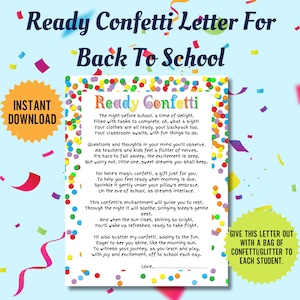 Jitter Glitter, Noche antes del primer día de clases, Noche antes de la escuela, Carta de bienvenida, Confeti listo, Conoce al maestro, Ansiedad escolar