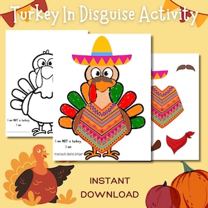Turkey Disguise Craft, Disguise A Turkey, Printable Paper Doll Clothes,Fall Classroom Craft,Thankful Turkey Craft,Thanksgiving Kids Activity