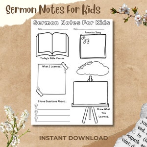 Actividades de recursos para niños cristianos, Lo que aprendí, Notas de sermones para niños, Niños predicadores, Notas de sermones, Versículo de memoria, Iglesia para niños imprimible