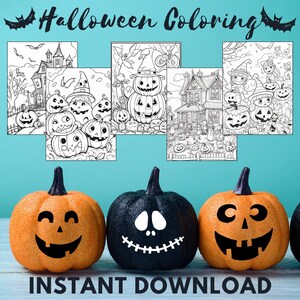 Jack-O-Lantern Coloring, Spooky Coloring Pages, Halloween Party Activity, Carved Pumpkins, Little Witch, Halloween Activities,Haunted Houses
