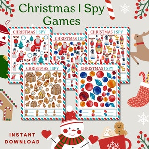 Christmas Look And Find Game, Christmas I Spy Printable, I Spy Christmas,Holiday Memory Game,I Spy Printable,Printable Christmas Game Bundle