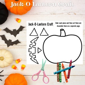 Indoor Preschool,Jack O’Lantern Printable Craft,Pumpkin Coloring,Jack O Lantern Face,Homeschool Activity,Kids Coloring Page, Halloween Craft