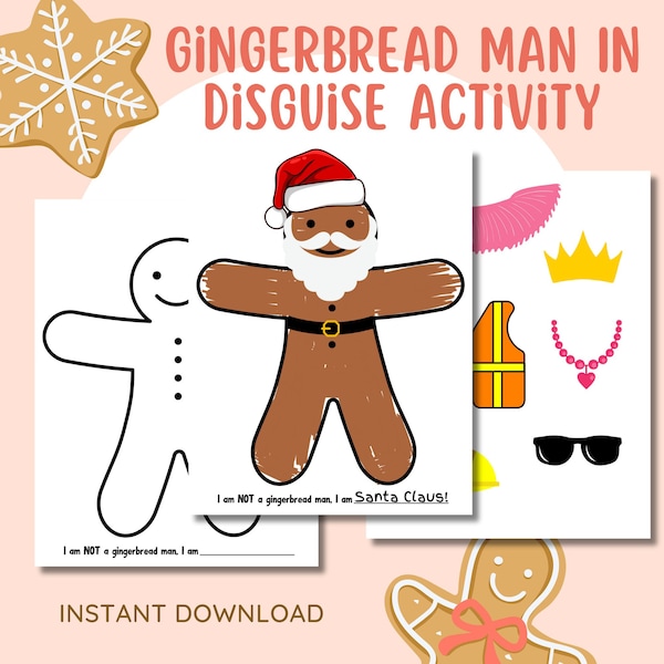 Disguise A Gingerbread Man,Gingerbread Disguise,Build A Gingerbread Man,Cookie Costume, Gingerbread Man Template, Holiday Craft Ideas, Craft