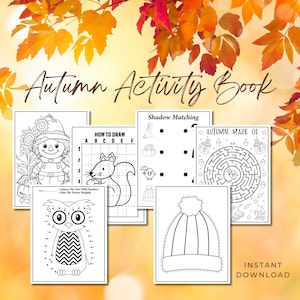 Autumn Preschool Packet, Scissor Skills, Autumn Activity Pages, Shadow Matching,Fall Activity For Kids,Preschool Worksheets,Toddler Activity