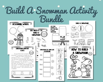 Pacote de atividades de boneco de neve: planilha de sequenciamento e artesanato (download digital)
