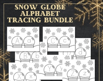 Snow Globe Alphabet Tracing Worksheets: Winter Letter Recognition (Digital Download)
