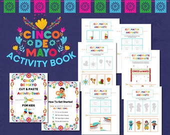 Livro de atividades Cinco De Mayo: jogos de recortar e colar (download digital)