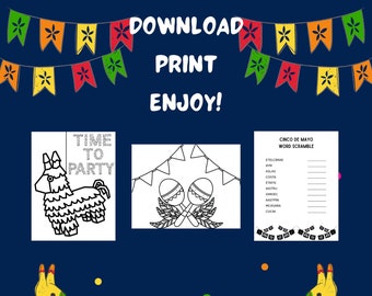 Cinco De Mayo Coloring Pages: Mexican Activity Set (PDF Download)
