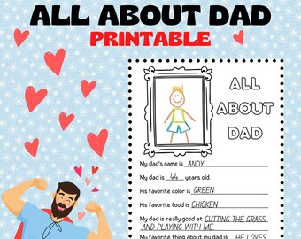 Interview Questions, Personalized Fill In Blanks, Big Daddy, Funny Keepsake, Father’s Day Quotes, Daddy Father’s Day, Keepsake Gift,Birthday