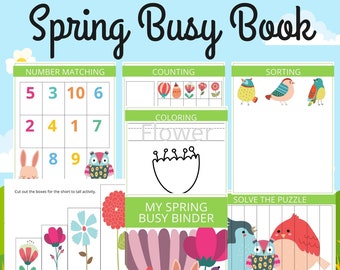 Spring Toddler Busy Book: Learning Activities Binder (Digital Download)