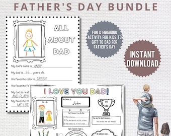 Paquete imprimible del Día del Padre: Todo sobre papá, página para colorear (descarga digital)