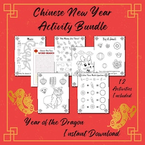 Chinese New Year Kids Activities, Chinese New Year Digital, Lunar New Year Printable, Lunar New Year 2024, Word Search, Year Of The Dragon