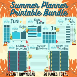 Printable Summer 2023 Bundle, Bucket Lists, Summer Reading List, Family Activities List, Summer Checklist,Summer Calendar,Outdoor Activities
