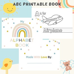 Recuerdo de actividad de baby shower, Actividad de baby shower del libro ABC, Libro para colorear del alfabeto, Actividades ABC, Baby Shower virtual, Descarga en PDF