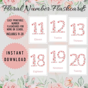 Schede flash numeriche 11-20, Schede flash numeriche 11-20, Schede flash conteggio prescolare, Riconoscimento numeri, Schede flash Montessori, Contare fino a 100, PDF