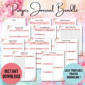 Prayer Journal Bundle, Daily Devotional, Monthly Gratitude, Daily Prayer Journal, Sermon Notes,Prayer Journal,Bible Study,Printable Template