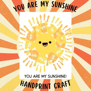 Du bist der Sonnenschein meines Lebens, Lehrer-Ressourcen, Handabdruck-Handwerk, Du bist mein Sonnenschein, DIY-Muttertagsgeschenk, druckbare Muttertag