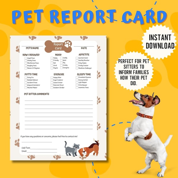 Dog Report Card Etsy