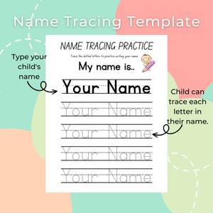 Name Tracing Page, Trace Name Worksheet, Custom Handwriting Practice,Printable Name Tracing Worksheets,Dotted Letters,Practicing Handwriting