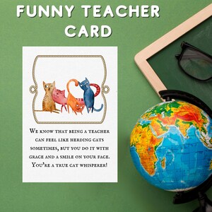 Hoeden van katten, grappig onderwijs afdrukbaar, gevoel voor humor, dank u citaat voor leraar, leraar waardering Week, grappige leraar kaart, einde van het jaar