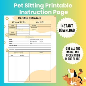 Pet Sitter Instructions, Feeding Schedule, Pet Sitter Notes, Dog Checklist, Pet Sitter Template, Dog Information, Dog Sitter, Cat Sitter