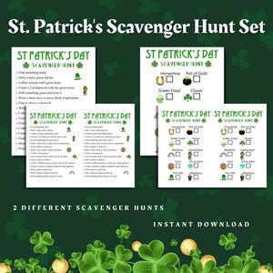 St Patricks Day Scavenger Hunt, Leprechaun Scavenger Hunt, Holiday Scavenger Hunt, St Pattys Day Game, St Patricks Day Kids Activity,Holiday