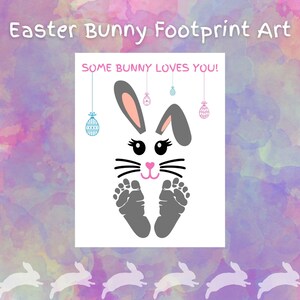 Manualidad de huellas de conejito de Pascua, recursos para padres y maestros, huellas de conejito, algunos conejitos te aman, recuerdo de huellas de niños, imprimible de Pascua, prekínder