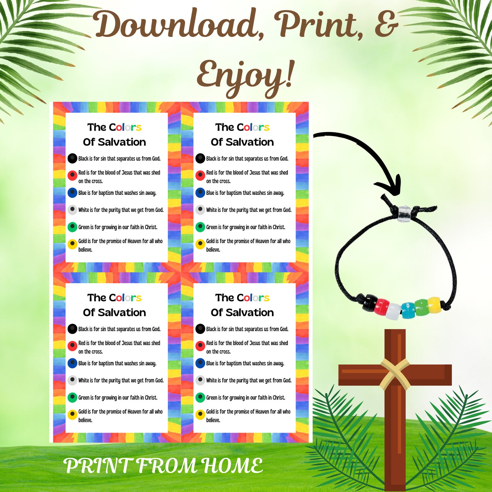 Printable Gospel Card, Salvation Bracelet, Sunday School Printables ...