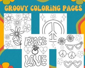 Retro Hippie Coloring Pages: Groovy 60s 70s Designs (PDF Download)
