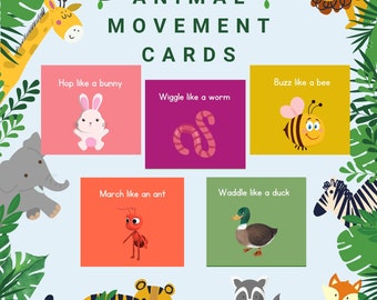 Animal Movement Cards: PreK Brain Break Activity (Digital Download)