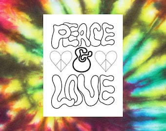 Groovy Coloring Book: Hippie Peace & Love Pages (PDF Download)