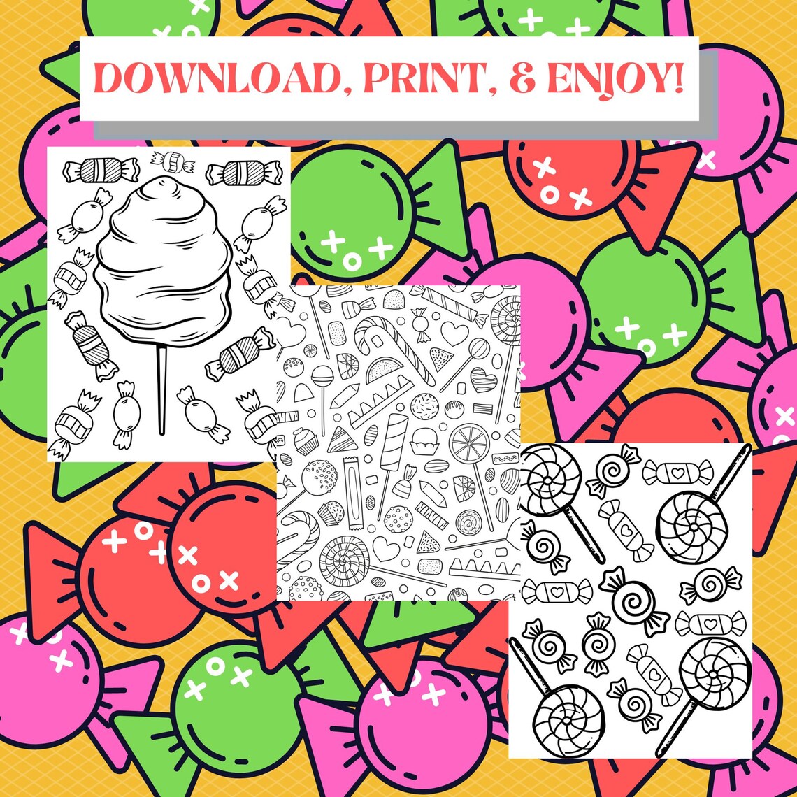 Candy Coloring Pages, Cute Candy Coloring Page, Candy Coloring, Cute