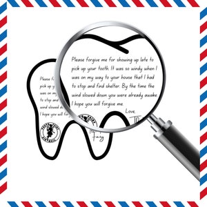 Carta de disculpa del Hada de los Dientes, Nota del Hada de los Dientes, Carta imprimible de "El Hada de los Dientes olvidó venir", Mini notas