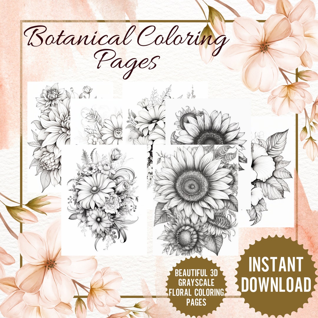 Whimsical Blooms - Printable Botanical Coloring Pages for Creative ...