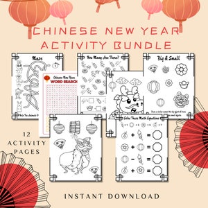 Chinese New Year Kids Activities, Chinese New Year Digital, Lunar New Year Printable, Lunar New Year 2024, Word Search, Year Of The Dragon