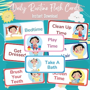Cartes-éclair de routine pour enfants, Rythme quotidien, Calendrier de responsabilité visuelle, Cartes de routine, Cartes-éclair pour enfants, Responsabilités, Tableaux des tâches ménagères