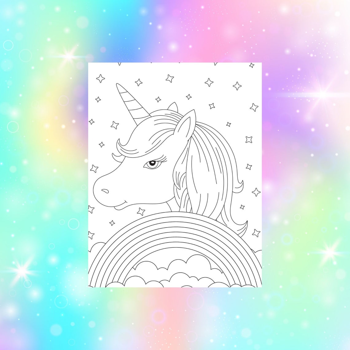 Beautiful Unicorn Coloring Pages Adorable Coloring Books - Etsy