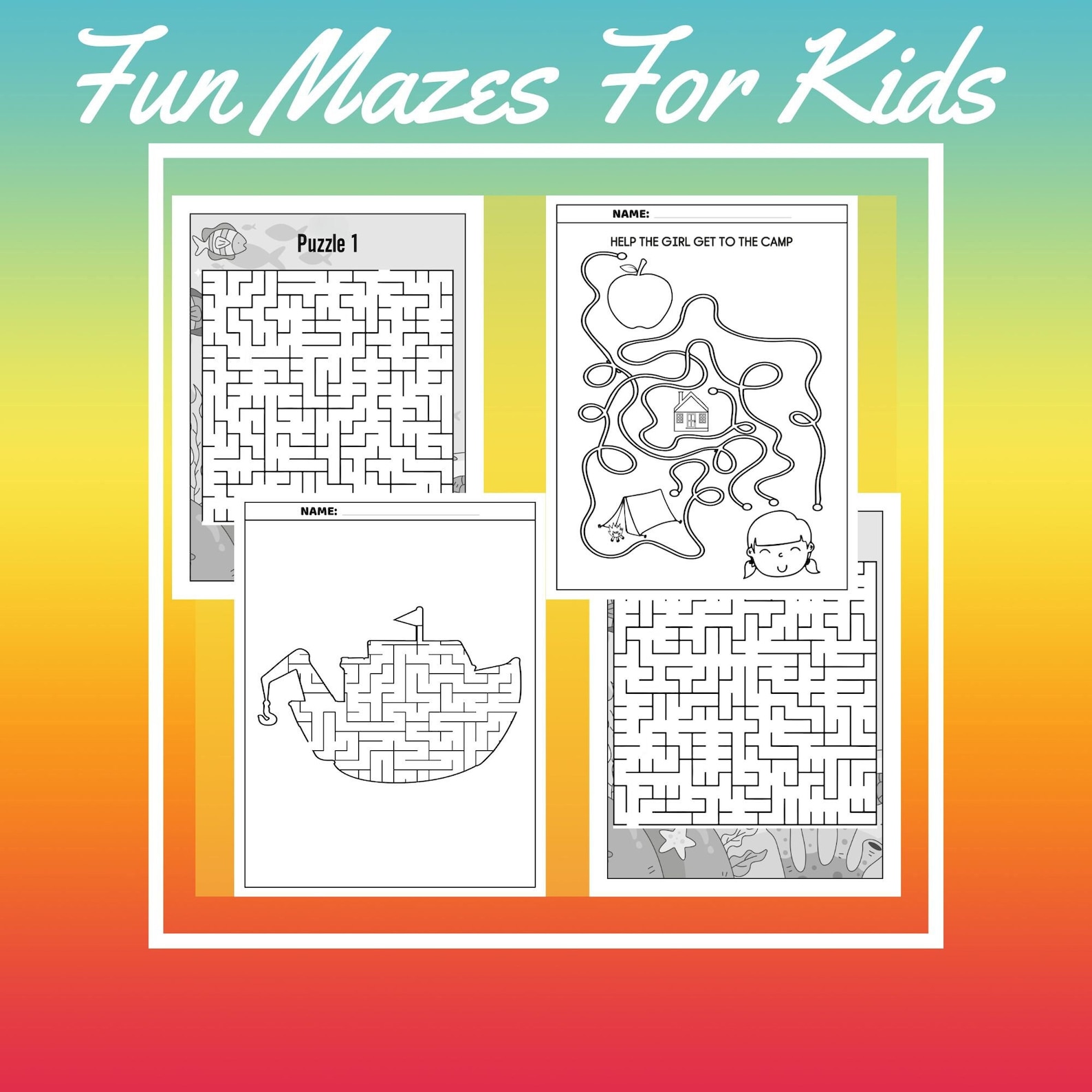Fun and Challenging Mazes for Kids, Road Trip Games, Workbook for ...