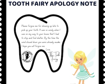 Mini Tooth Fairy Sorry I’m Late Note,Tooth Fairy Apology Letter,Printable Tooth Fairy Forgot To Come Letter,Tooth Fairy Forgot,Late Tooth Fa