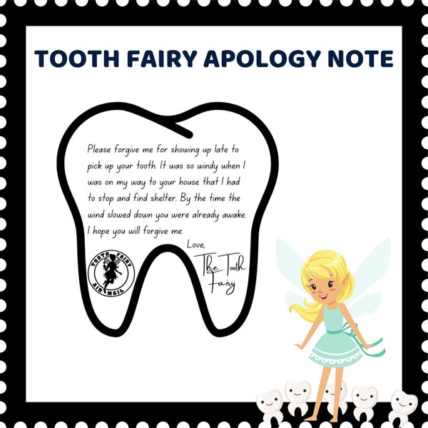 Mini Tooth Fairy Sorry I’m Late Note,Tooth Fairy Apology Letter,Printable Tooth Fairy Forgot To Come Letter,Tooth Fairy Forgot,Late Tooth Fa