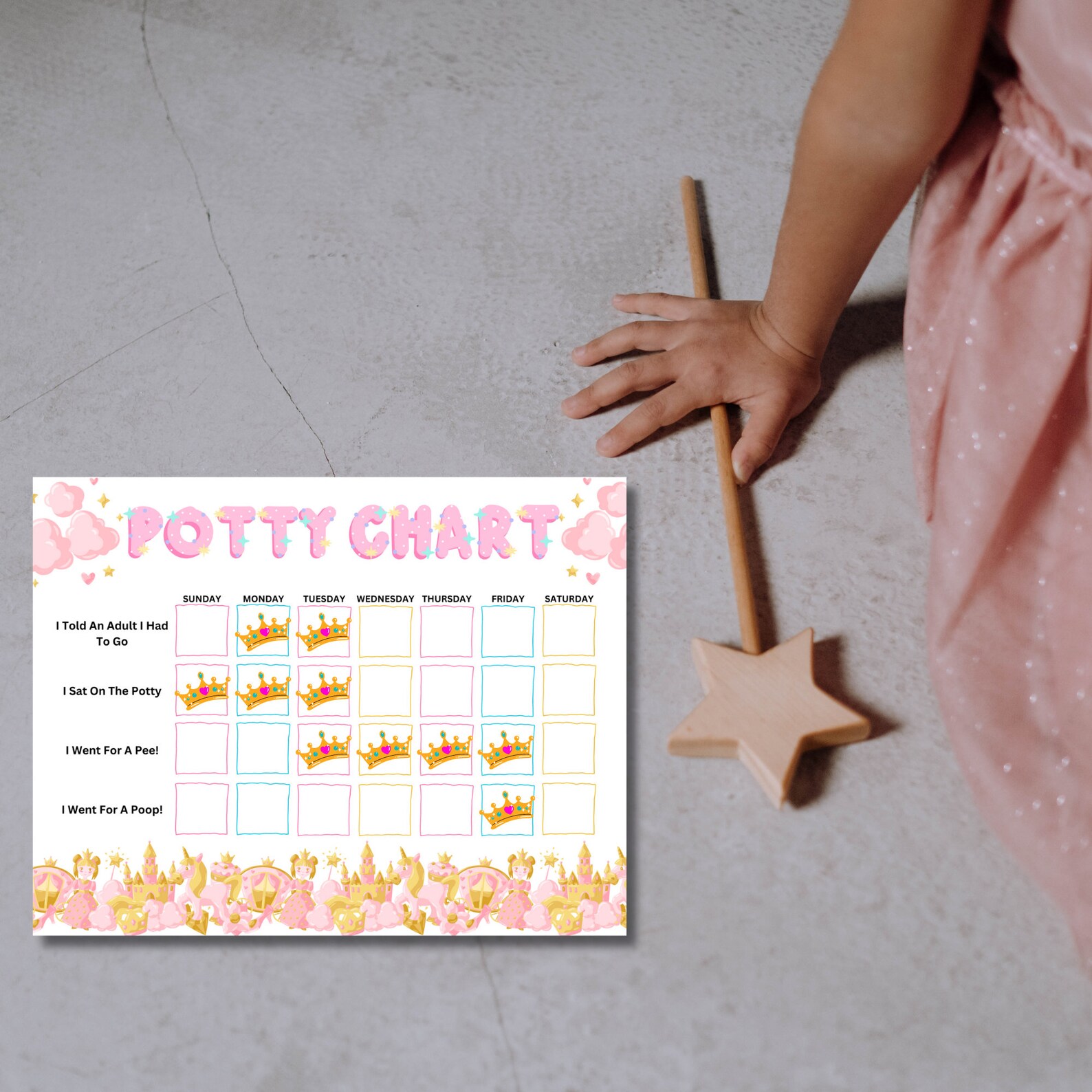 Princess Potty Chart,princess Sticker Chart,girl Potty Training ...