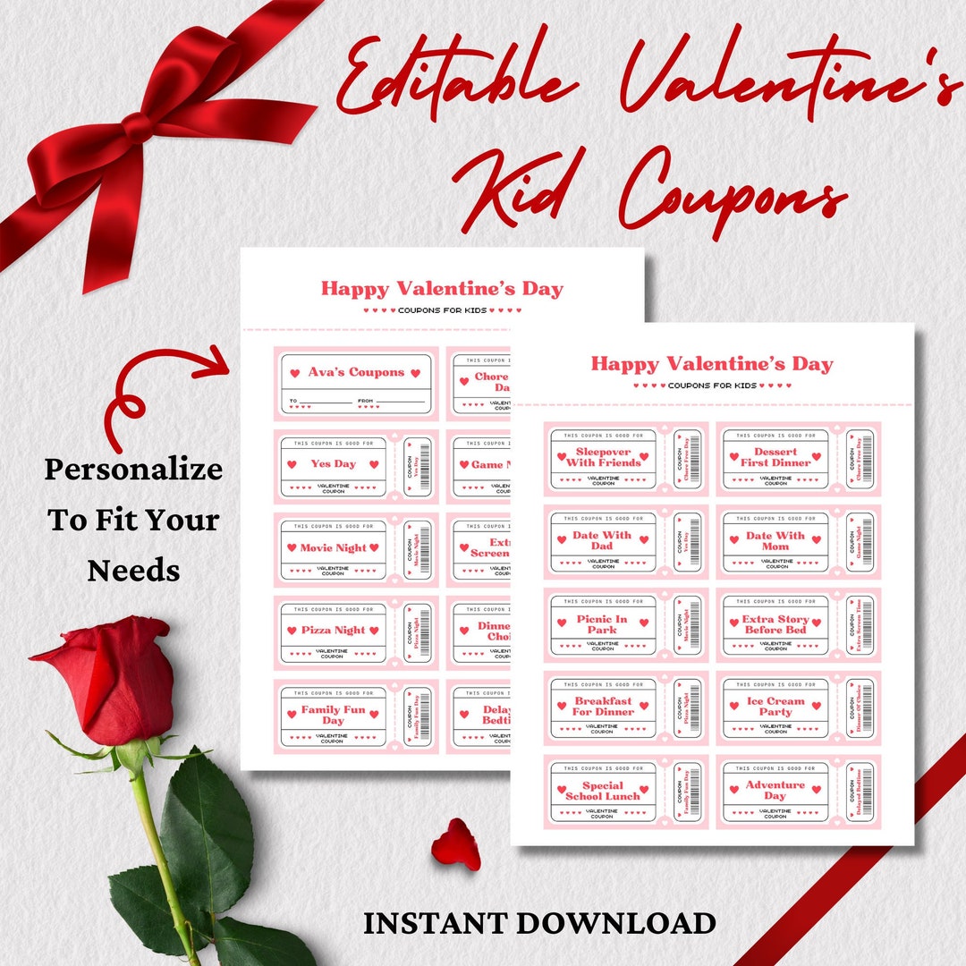 Editable Kids Coupon Bookreward Coupons for Kidsbirthday Etsy