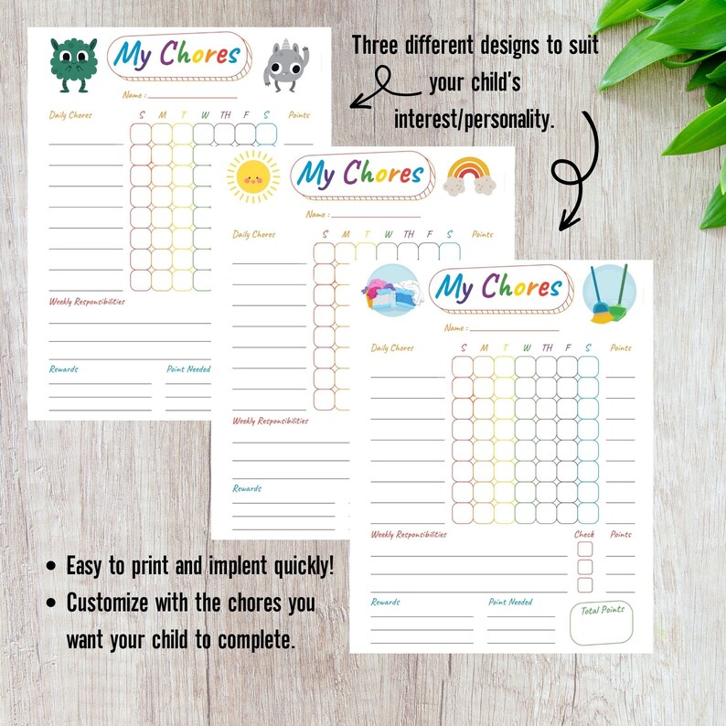 Daily Chore Checklist, Editable Chore Chart, Child Organizer, Chore ...